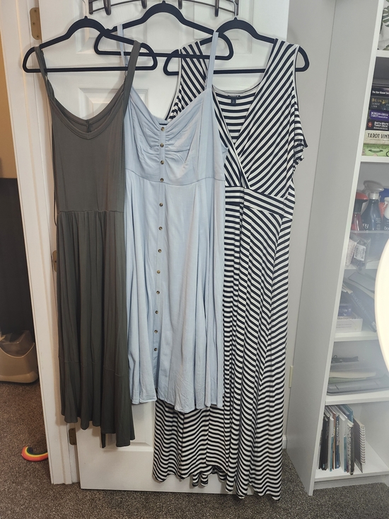torrid Dresses & Skirts - Neutral Maxi Dress Summer Bundle: Striped, Blue,& Charcoal | 3X, 2 NWT, 1 NWOT